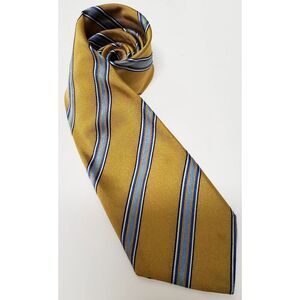 Ermenegildo Zegna Necktie Made in Italy Chartreuse Yellow Green/ White/Blue Tie